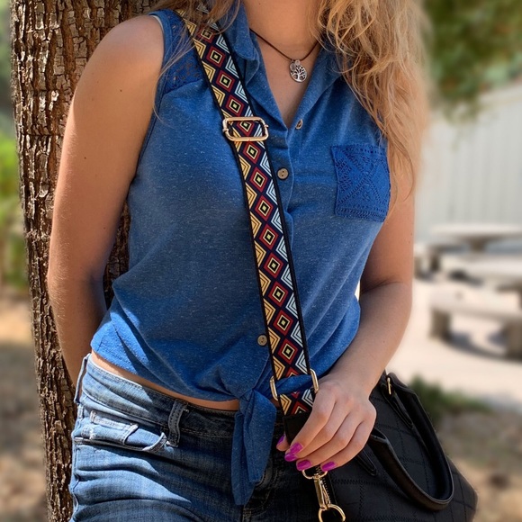 Mautto Aztec Diamond Pattern Strap for Handbags Geometric Tribal Design NWT - Picture 2 of 2